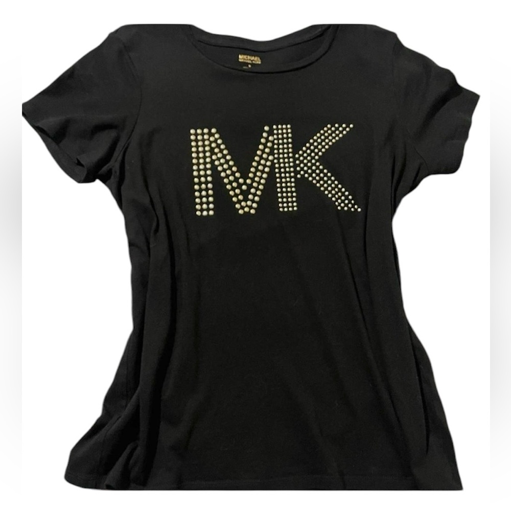 Michael Kors Collection Black Tee with Gold Logo